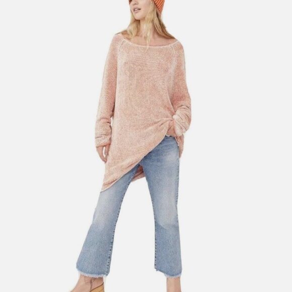 Free People Lenox Tunic Sweater Small Carrot Cake Oversized Ribbed Soft Knit - Picture 8 of 9